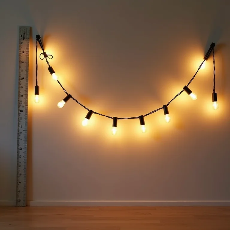 Varal de luzes medido com fita métrica