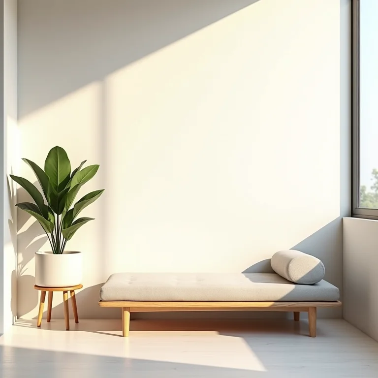 Varanda minimalista com futon
