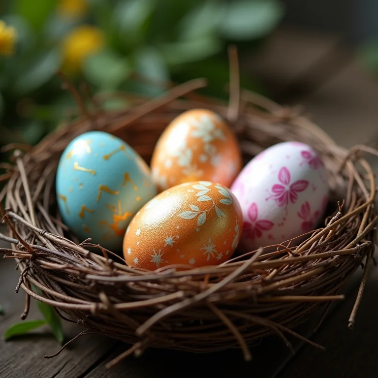 Variações criativas de ovos de Páscoa decorados.
