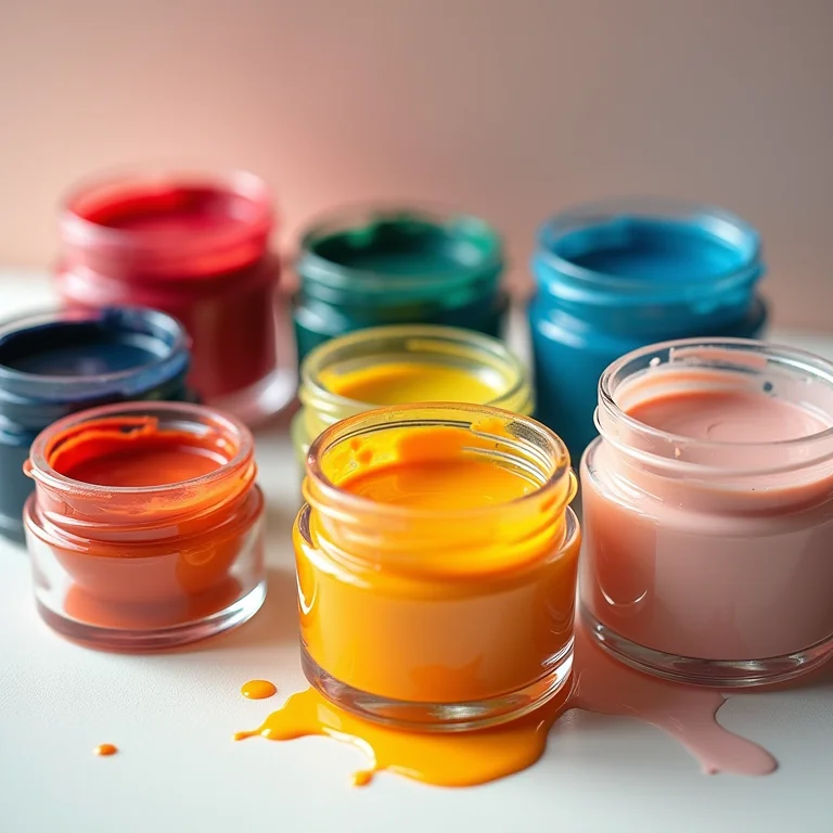 Variedade de cores de tintas acrílicas para pintar azulejos