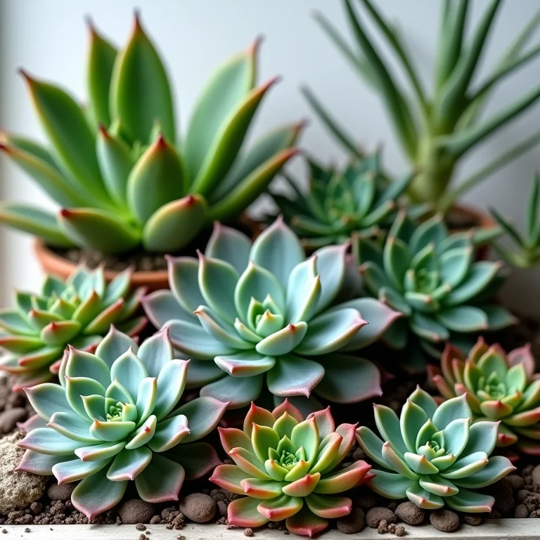Variedade de suculentas.