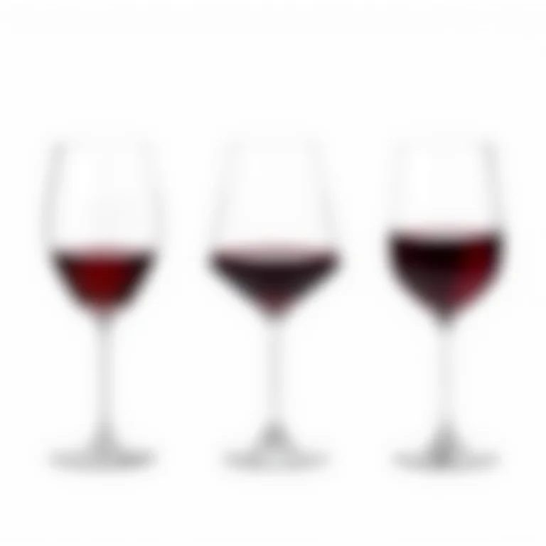 Variedade de taças de vinho para diferentes tipos de uvas.