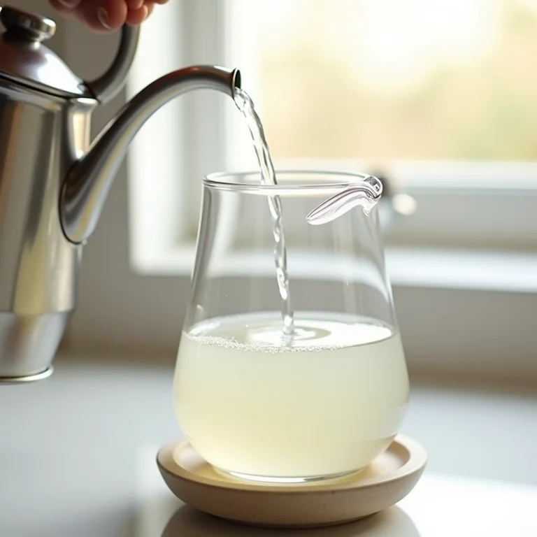 Vinagre branco sendo despejado em chaleira elétrica