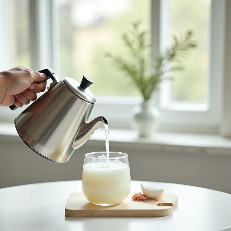 Vinagre branco sendo despejado em chaleira elétrica